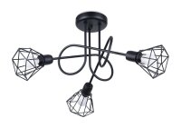 Deckenleuchte Retro Metall Schwarz 48 cm breit 3-flammig