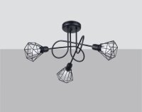 Plafonnier rétro métal noir largeur 48 cm 3...