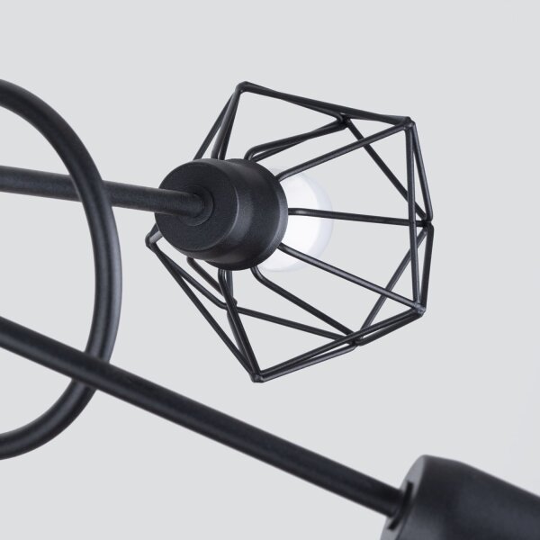 Deckenleuchte Metall 58 cm breit Drahtschirm Schwarz