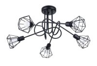 Deckenleuchte Metall 58 cm breit Drahtschirm Schwarz