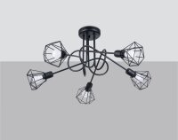 Deckenleuchte Metall 58 cm breit Drahtschirm Schwarz