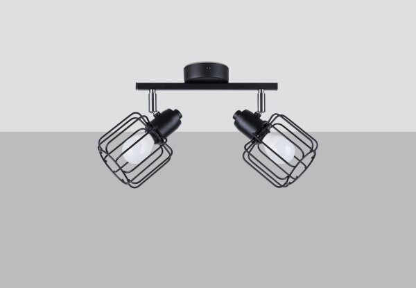 Projecteur de plafond noir orientable 2 flammes E14 Retro