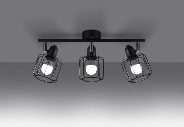Deckenstrahler Schwarz Metall Retro Design 48 cm lang