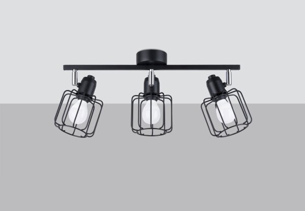 Deckenstrahler Schwarz Metall Retro Design 48 cm lang