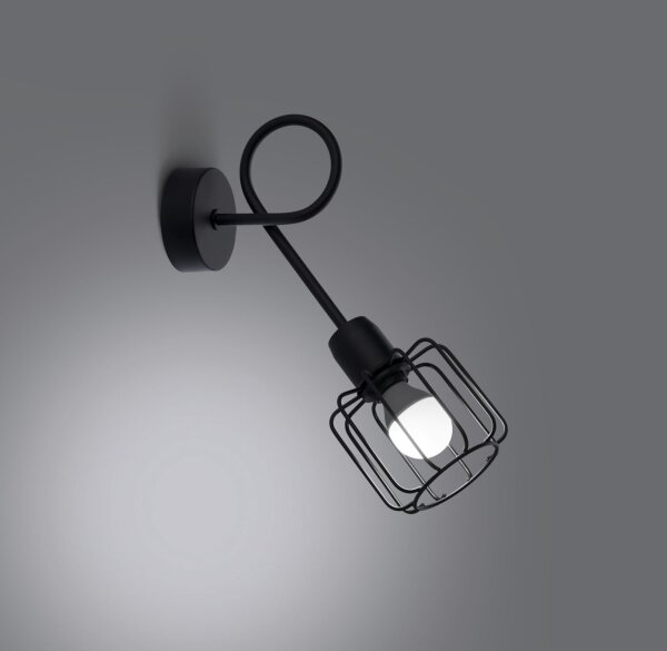 Wandleuchte Schwarz Metall Retro E14 Käfigschirm TISTA