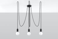 Suspension rétro noire 3 flammes max. 3 m flexible
