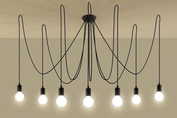 XXL Lampe suspendue noire réglable jusquà 3 m E27