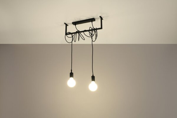 Hängelampe Schwarz verstellbar bis 150 cm E27