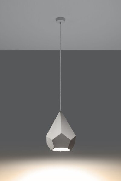 Hängelampe Weiß Keramik bemalbar geometrisch E27