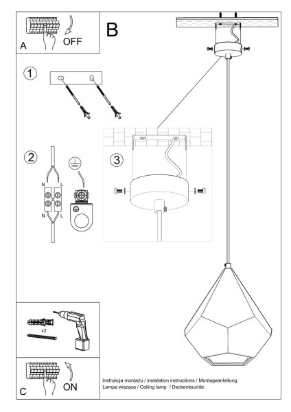 Hängelampe Weiß Keramik bemalbar geometrisch E27