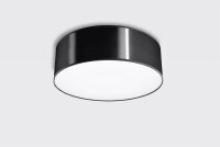 Plafonnier noir Ø 25 cm rond plat E27 ATISS