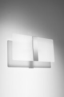 Applique verre métal 35 cm large blanc chrome 2x G9