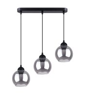 H&auml;ngelampe Esstisch Modern Schwarz 3-flammig Rauchglas