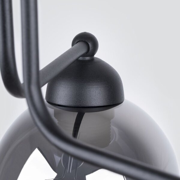 Deckenlampe 3-flammig Schwarz Rauchglas E27 Modern