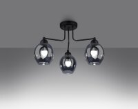 Deckenlampe 3-flammig Schwarz Rauchglas E27 Modern