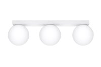 Plafonnier blanc 50 cm de long verre métal 3...