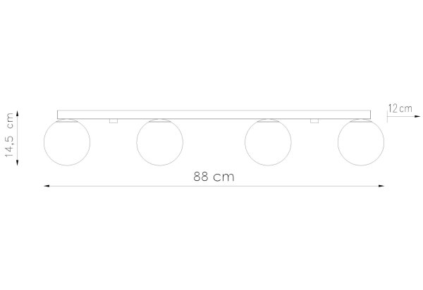 Plafonnier blanc 88 cm de long verre métal 4-flamme G9