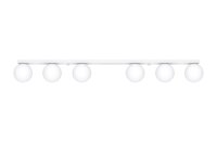 Plafonnier blanc long 120 cm verre métal 6x G9