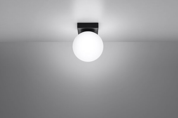 Deckenlampe Kugelschirm Ø 12 cm Weiß Schwarz G9 Glas