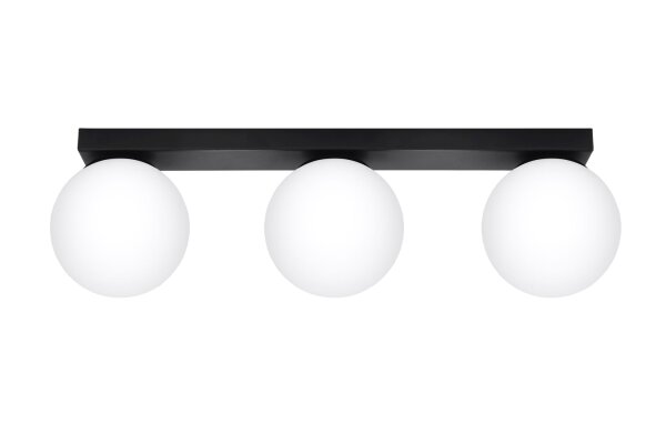 Plafonnier noir blanc 3 flammes 50 cm de long RAMSI