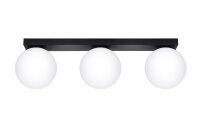 Plafonnier noir blanc 3 flammes 50 cm de long RAMSI