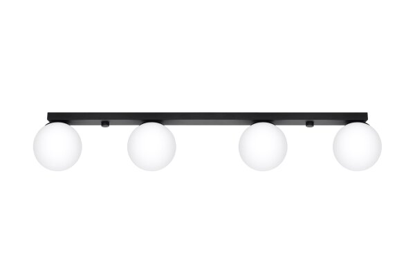 Deckenlampe Glas Metall 88 cm lang Weiß Schwarz 4x G9