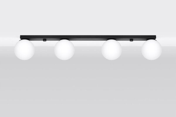 Deckenlampe Glas Metall 88 cm lang Weiß Schwarz 4x G9