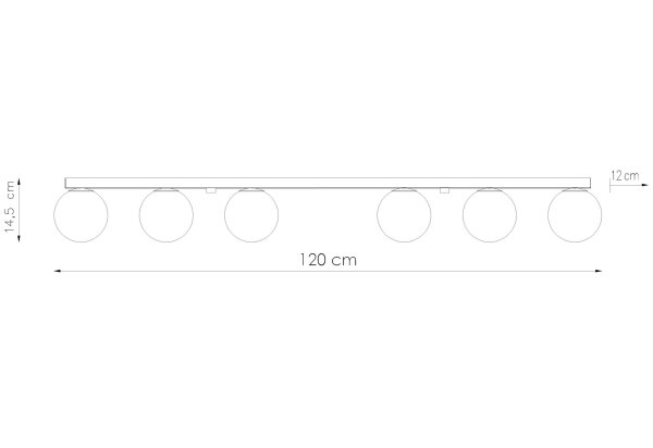 Deckenlampe groß 120 cm lang Glas Kugeln 6-flammig G9