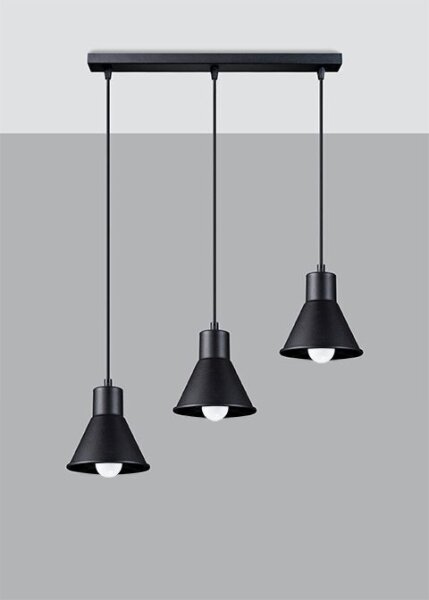 Pendelleuchte Schwarz schmal Retro 3-flammig E27