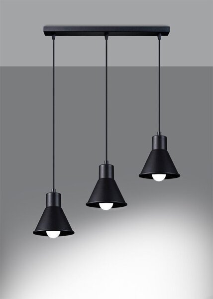 Pendelleuchte Schwarz schmal Retro 3-flammig E27