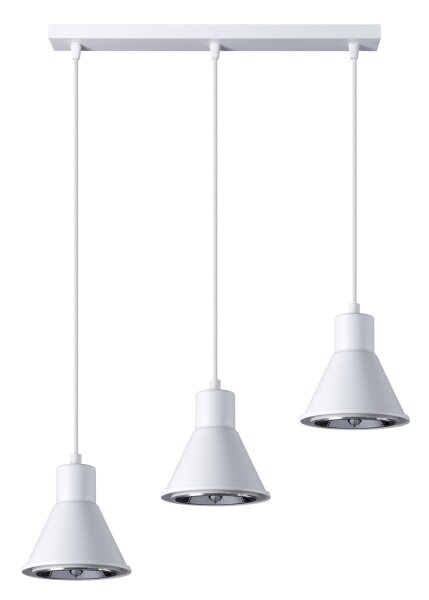 Hängelampe Weiß 3-flammig B: 45 cm ES111 Retro Metall