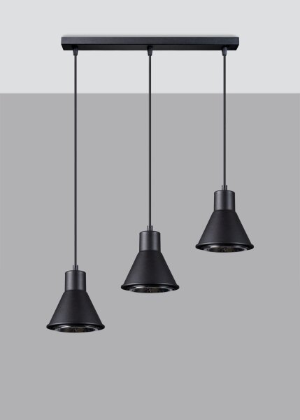 Suspension 3 flammes Retro ES111 Métal noir