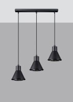 Pendelleuchte 3-flammig Retro ES111 Metall Schwarz
