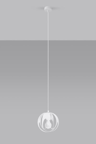 Lampe à suspendre Blanc Métal Ø 16 cm rond Boule E27