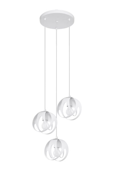 Suspension 3 flammes blanc métal ajustable E27