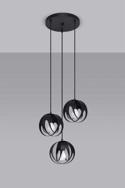 Lampe à suspendre Moderne Ø 30 cm Métal 3-flamme E27 Noir