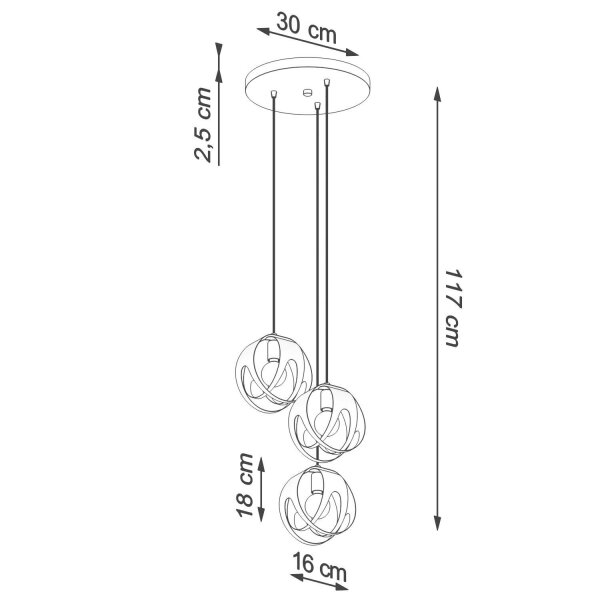 Lampe à suspendre Moderne Ø 30 cm Métal 3-flamme E27 Noir