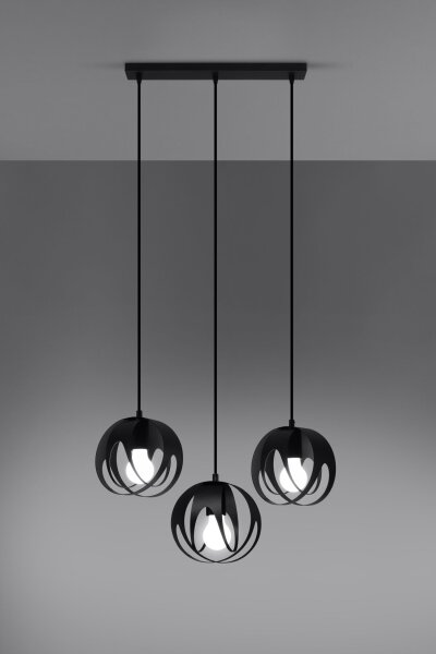 Lampe à suspendre noire métal 3 flammes orientable E27