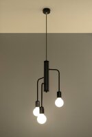 Pendelleuchte Schwarz Metall Retro 3-flammig E27 NERVIA