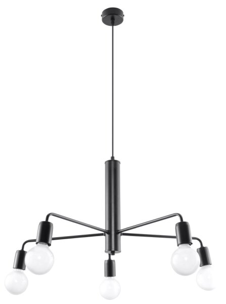 Lampe à suspendre noire Ø 60 cm Rétro 5 flammes E27