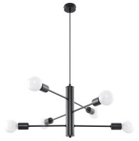 Lampe à suspendre métal noir 6 flammes E27...
