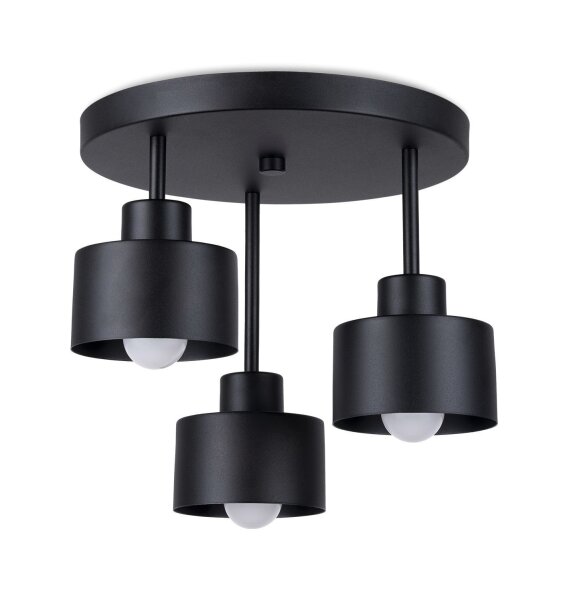 Deckenlampe Schwarz Metall 3-flammig Ø 32 cm E27