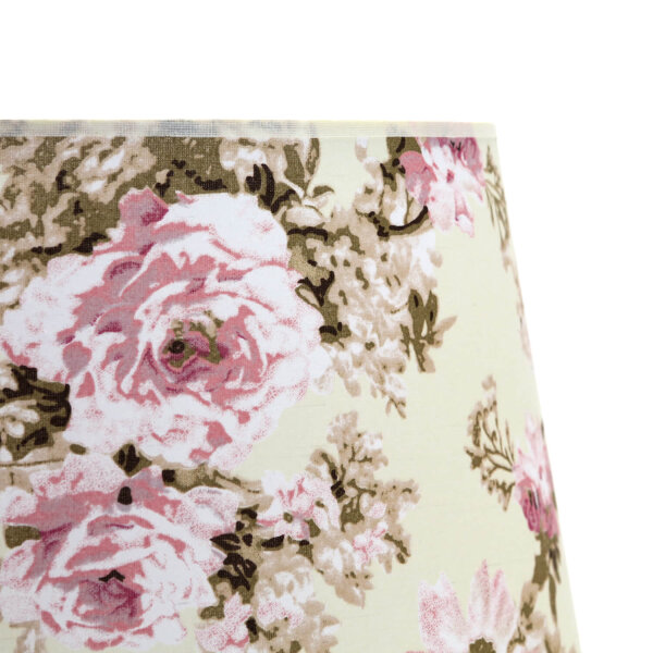 Stoff Lampenschirm Stehlampe Weiß Rosa Blumen E27