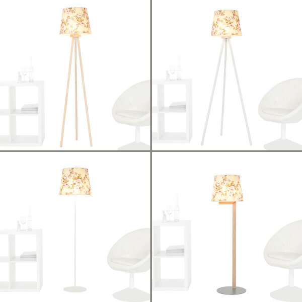 Stoff Lampenschirm Stehlampe Weiß Rosa Blumen E27