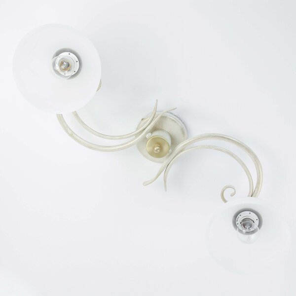 Deckenlampe Weiß Shabby Landhaus Glas Metall E27