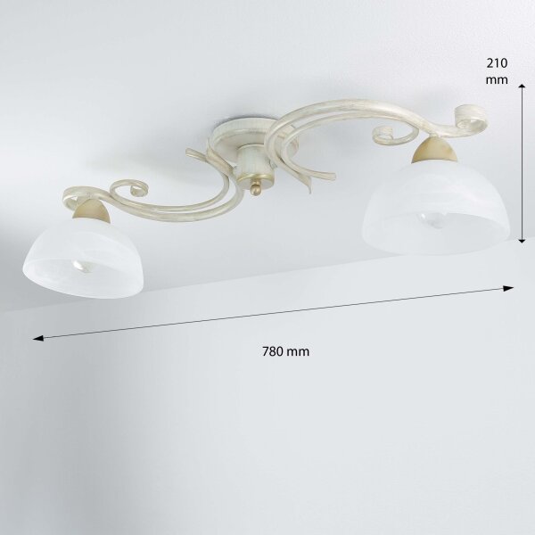 Deckenlampe Weiß Shabby Landhaus Glas Metall E27