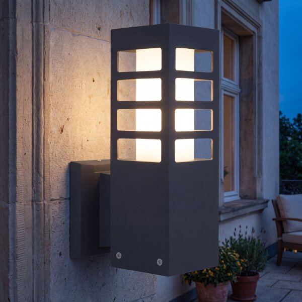 Außen Wandleuchte Anthrazit IP54 eckig E27