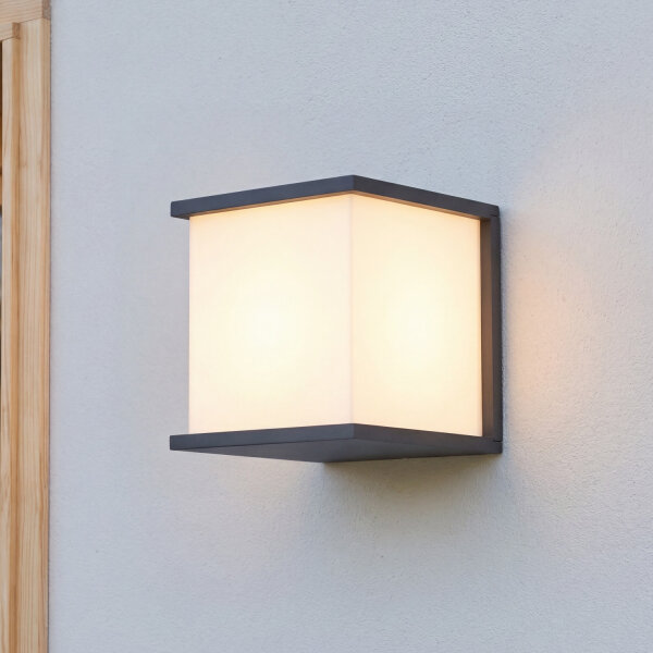 Lampe murale extérieure anthracite aluminium carré IP44