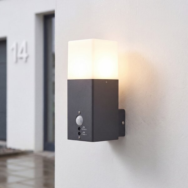 Lampe dextérieur avec détecteur de mouvement Anthracite E27 IP44 Mur