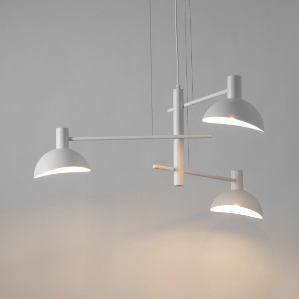 Suspension blanche métal 3 flammes L:75 cm E14 Moderne